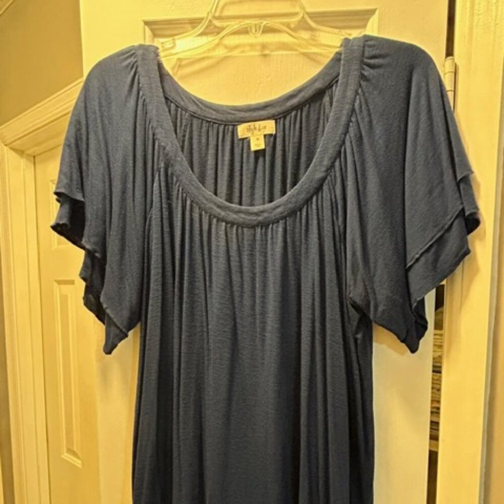 Navy loose layered sleeve top